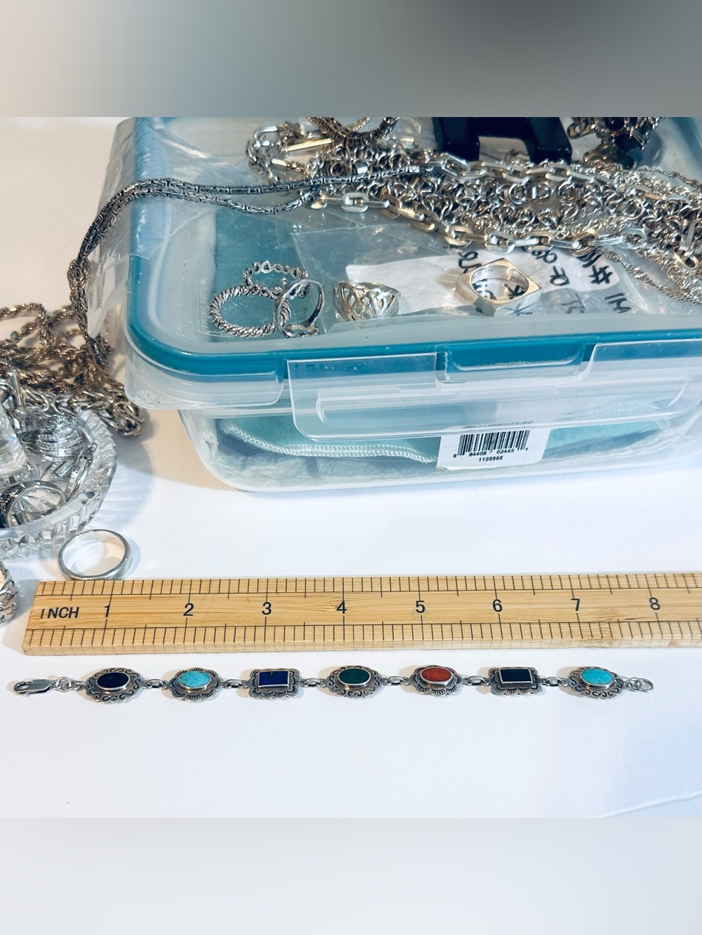 VTG Roma 925 Sterling Silver I Southwestern Multi-Gemstone Link Bracelet EX COND